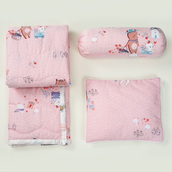 Bộ 3 món chăn, gối nằm, gối ôm cao cấp Animo B2203_HV006 (Hồng)