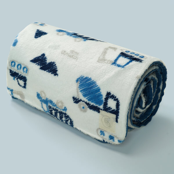 Chăn bông 2 lớp cho bé hình xe Animo B2203_NK005 (100x110cm,Xanh)