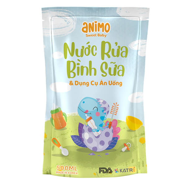 Combo 2 Nước rửa bình sữa Animo túi 500ml (Xanh da trời)