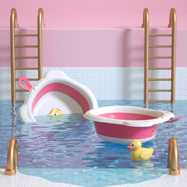 Chậu rửa mặt gấp gọn cho bé Animo (Hồng) (giao mẫu ngẫu nhiên)