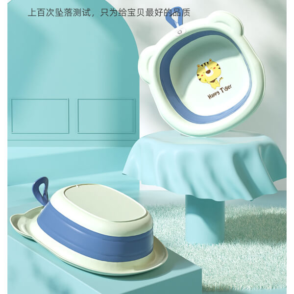 Chậu rửa mặt gấp gọn cho bé Animo (Xanh)