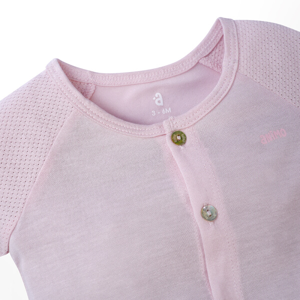 Bộ sơ sinh tính năng ngắn, vải lưới Animo I0322013 (0-12M,Hồng)