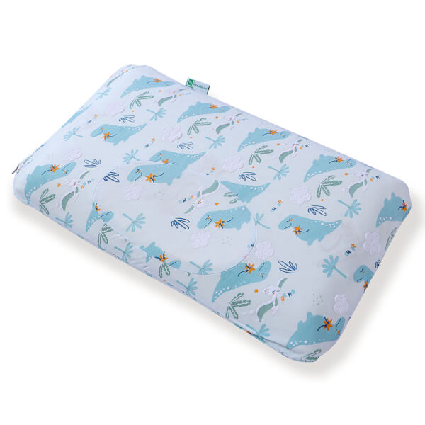 Gối cao su thiên nhiên Oval Baby nữa lõm màu xanh