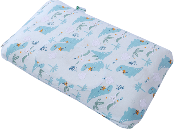 Gối cao su thiên nhiên Oval Baby nữa lõm màu xanh