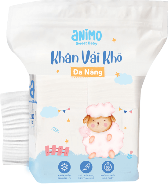 Khăn vải khô đa năng Animo - 240 tờ