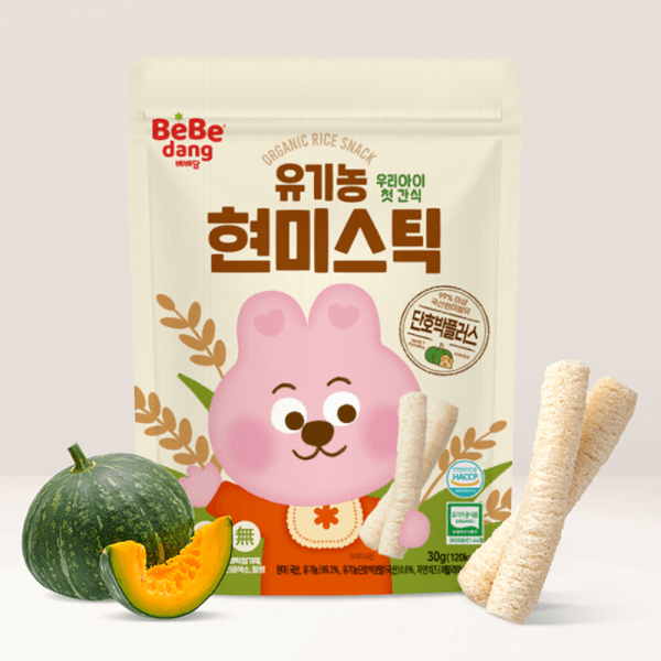 Bánh gạo lứt hữu cơ Bebedang phô mai bí đỏ hình que