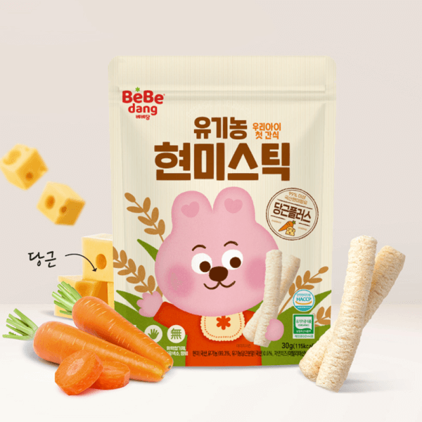 Bánh gạo lứt hữu cơ Bebedang phô mai cà rốt hình que