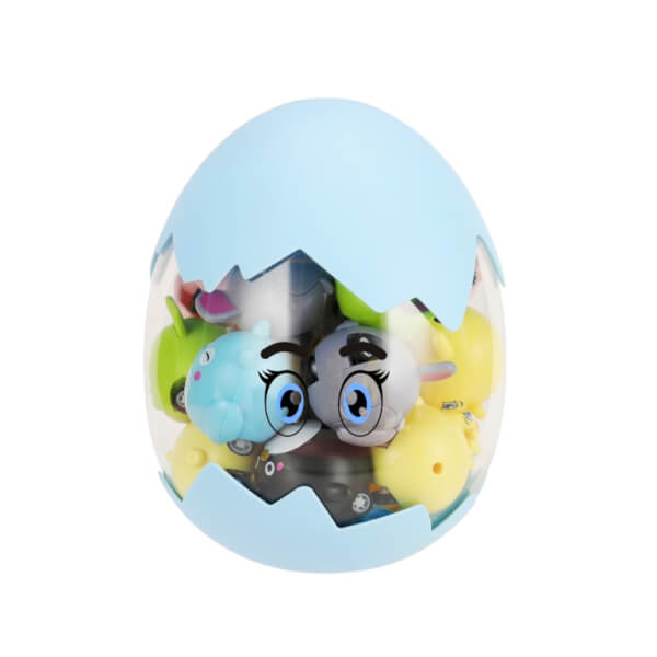 Hộp đồ chơi trứng 20 con thú mini chạy đà CY366690 (Xanh)