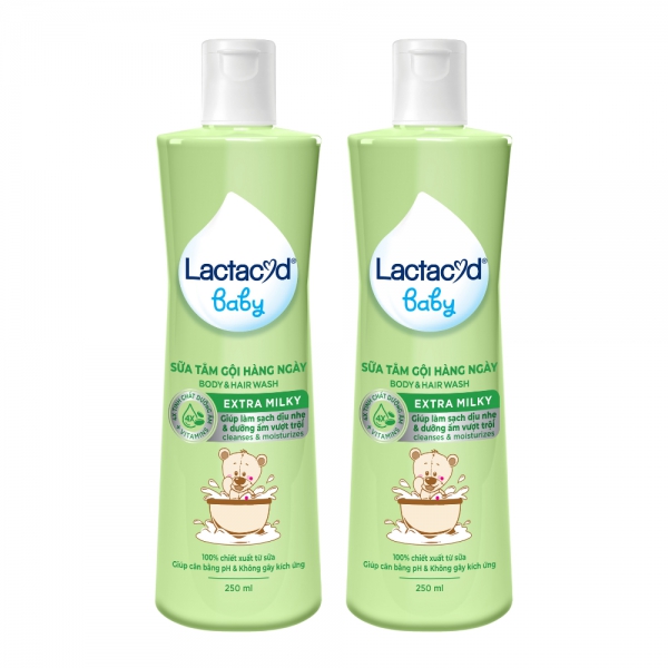 Combo 2 Sữa tắm gội Lactacyd Baby Extra Milky 250ml