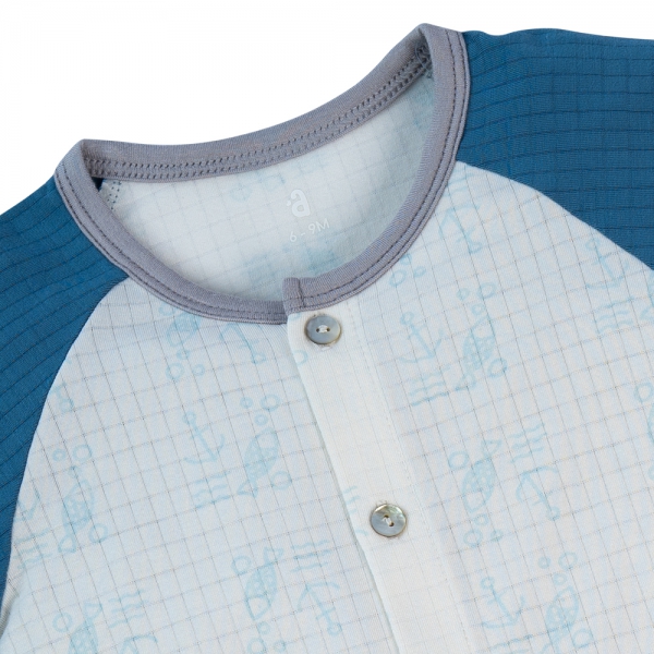 Bộ sơ sinh tính năng ngắn Chống muỗi Animo VĐ722019 (0-24M,Xanh)