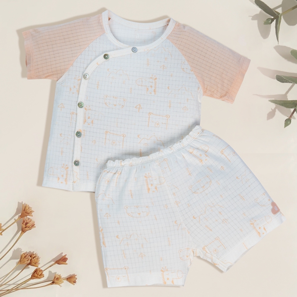 Bộ sơ sinh tính năng ngắn Chống muỗi Animo VĐ722016 (0-24M,Cam)