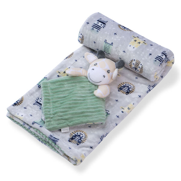 Chăn bông kèm thú cho bé Animo B2207_NK002 (75x100 cm, Nhiều màu)