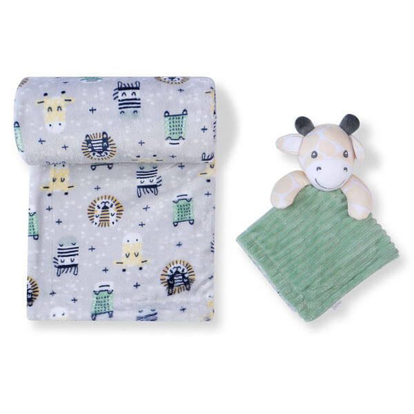 Chăn bông kèm thú cho bé Animo B2207_NK002 (75x100 cm, Nhiều màu)