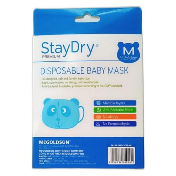 Khẩu trang trẻ em StayDry Size M - Xanh