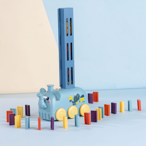 Xe domino xếp tự động có nhạc CY367464 (Xanh)