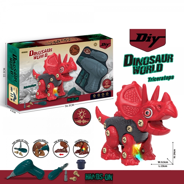 Khủng long ba sừng lắp ráp kèm tua vít có đèn và âm thanh RFD407660