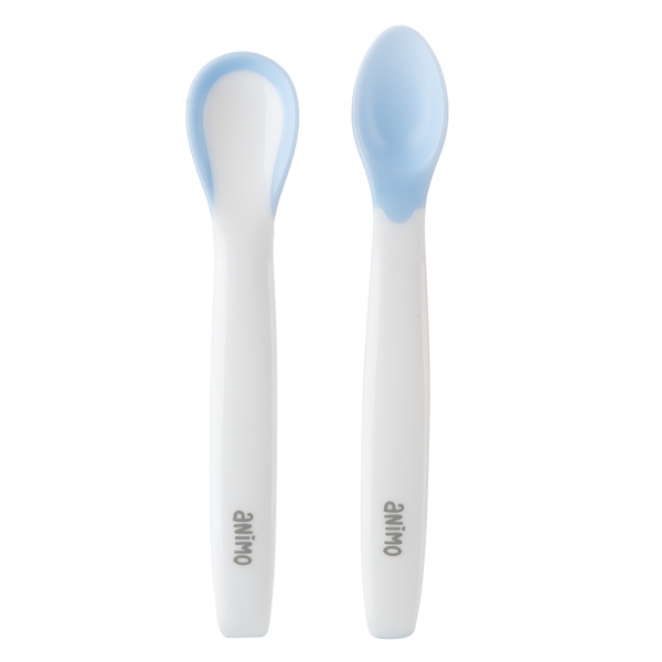 Vỉ 2 muỗng cảm biến nhiệt cho bé ăn dặm Amino (xanh, RK3719)
