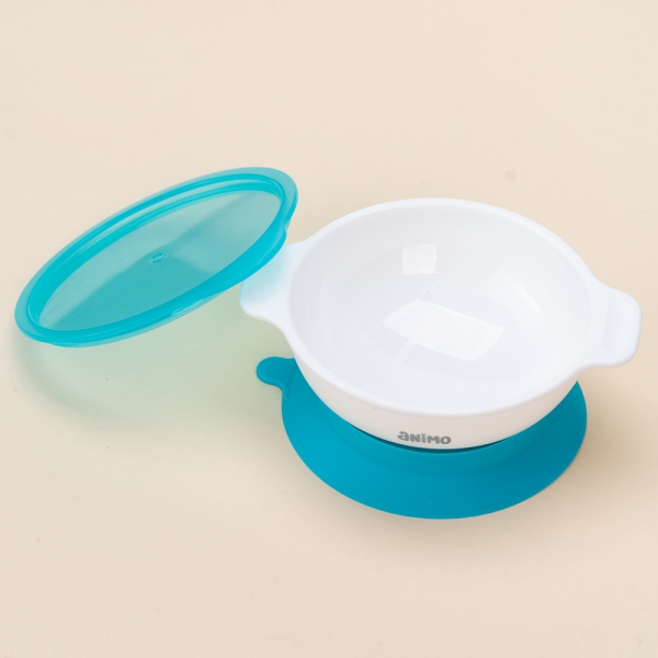 Bát ăn dặm chống trượt kèm nắp Animo (250ml, RKC1008, xanh)
