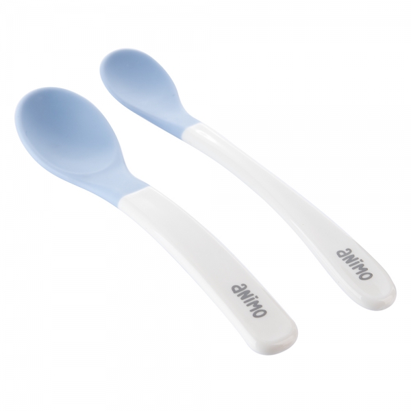 Vỉ 2 muỗng đầu mềm cho bé Animo (xanh, RK3704)