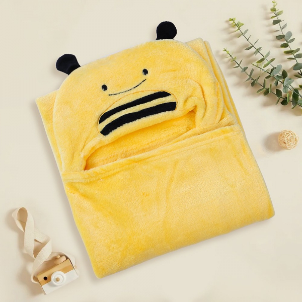 Khăn choàng ủ tắm hình con ong Animo B2207_NK006 (75x100 cm, Vàng)