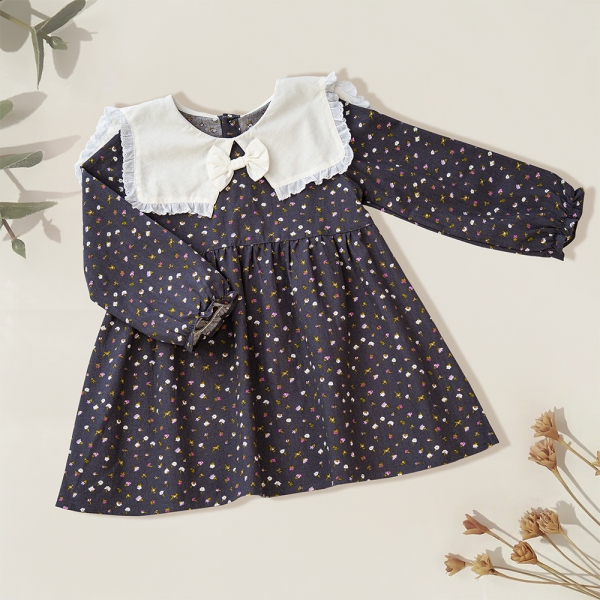 Đầm vải bé gái Animo TX722004 (6M - 6Y, Xanh đen)