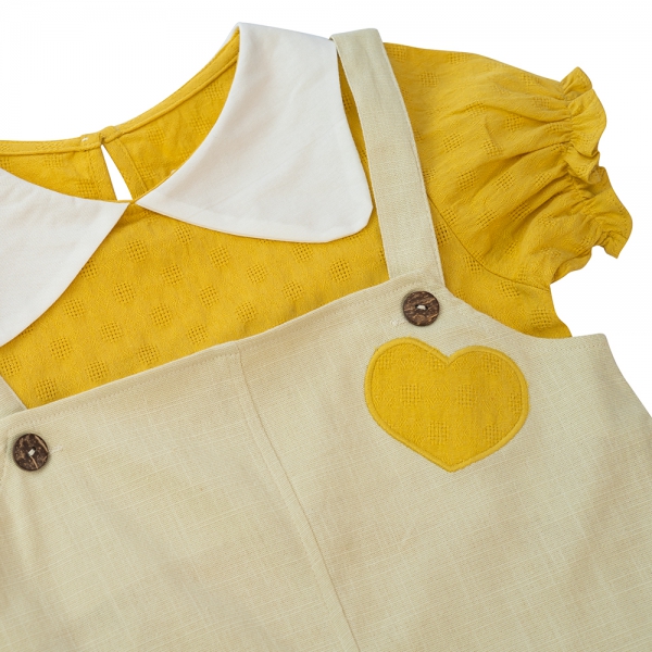 Đầm yếm bé gái ngắn Animo TX822002 (6M-3Y, Vàng)