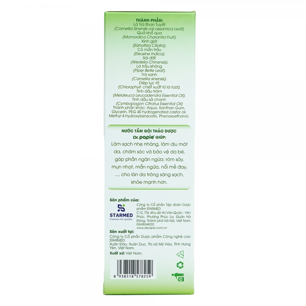 Nước tắm gội thảo dược Dr.Papie 230ml