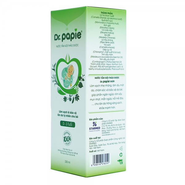 Nước tắm gội thảo dược Dr.Papie 230ml