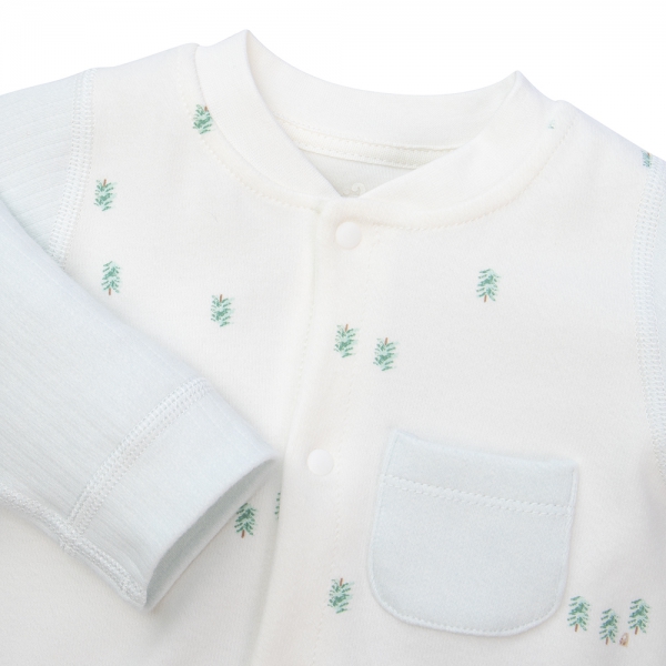 Bodysuit đông vải mỏng Animo MN1022021 (0-12M,Trắng ht Cây)