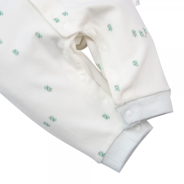 Bodysuit đông vải mỏng Animo MN1022021 (0-12M,Trắng ht Cây)