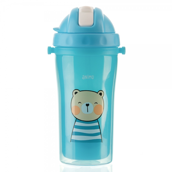 Bình tập uống cách nhiệt Animo (340ml, xanh, dây đeo, RK3415)