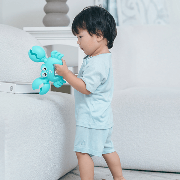 Bộ sơ sinh tính năng ngắn, vải lưới Animo I0322014 (12-24M,Xanh)