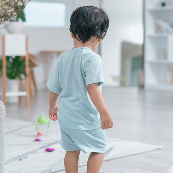 Bộ sơ sinh tính năng ngắn, vải lưới Animo I0322014 (12-24M,Xanh)