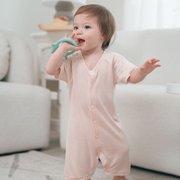 Bodysuit tính năng đùi, vải lưới Animo I0322032 (0-12M,Beige)