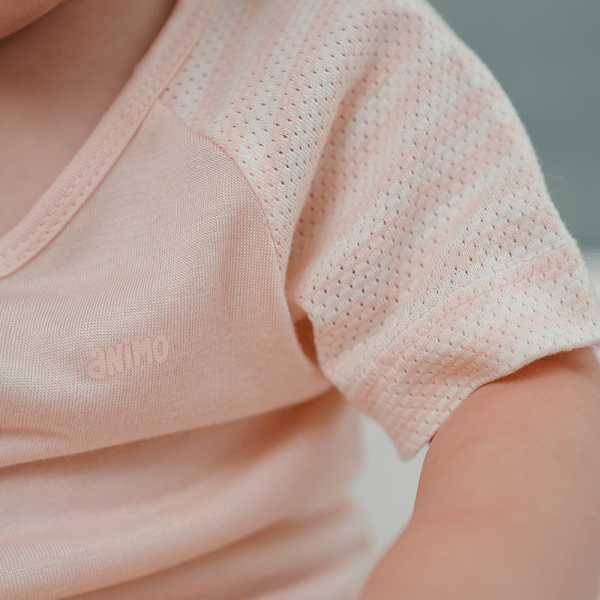 Bodysuit tính năng đùi, vải lưới Animo I0322032 (0-12M,Beige)