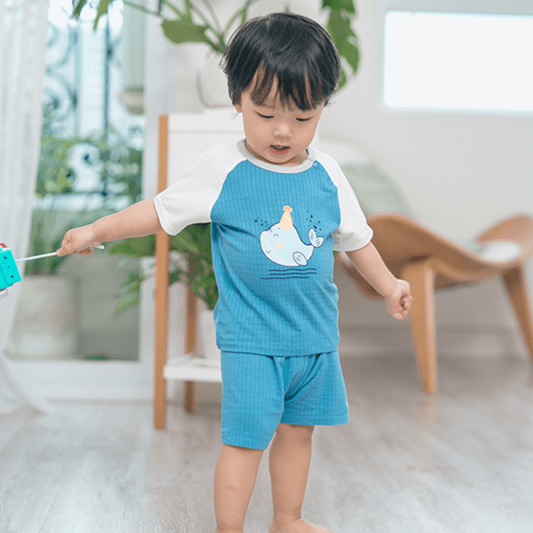 Bộ sơ sinh tính năng ngắn Chống muỗi Animo VĐ722014 (0-24M,Xanh)