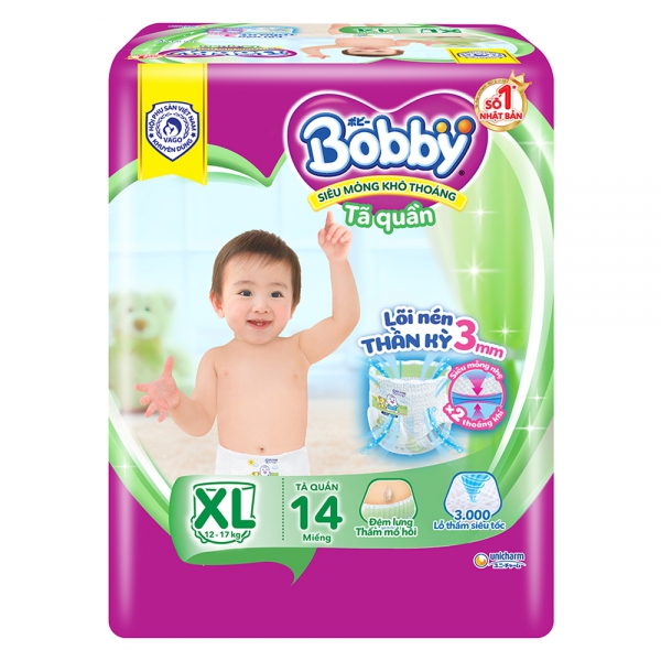 Tã quần Bobby Fresh (XL, 12-17kg, 14 miếng)