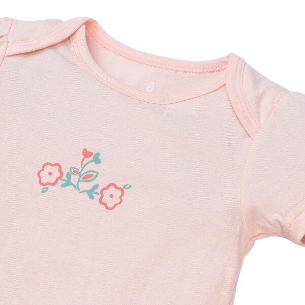 Set 2 bodysuit tam giác Ht hoa Animo M522002-17 (0-12M,hồng)