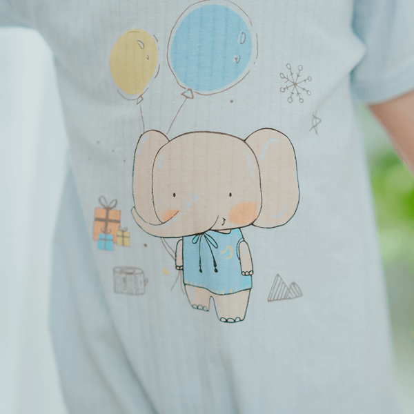 Set 2 bodysuit đùi Ht voi Animo M522005-20 (0-12M,Xanh biển)