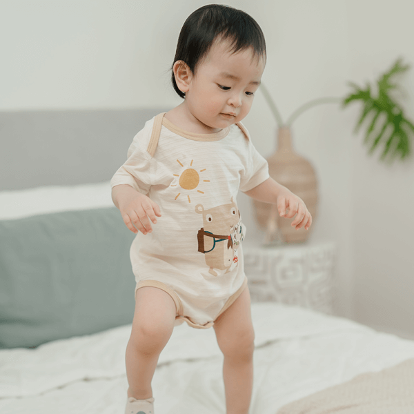 Set 2 bodysuit tam giác Ht thú cưng Animo M522001-16 (3-6M,Nâu nhạt)
