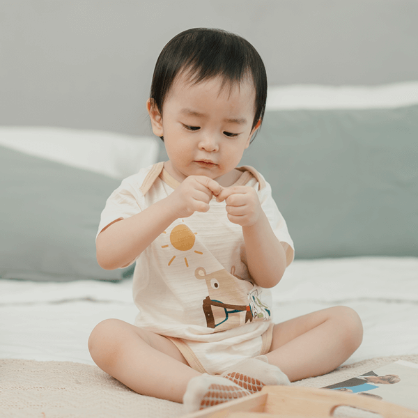 Set 2 bodysuit tam giác Ht thú cưng Animo M522001-16 (3-6M,Nâu nhạt)