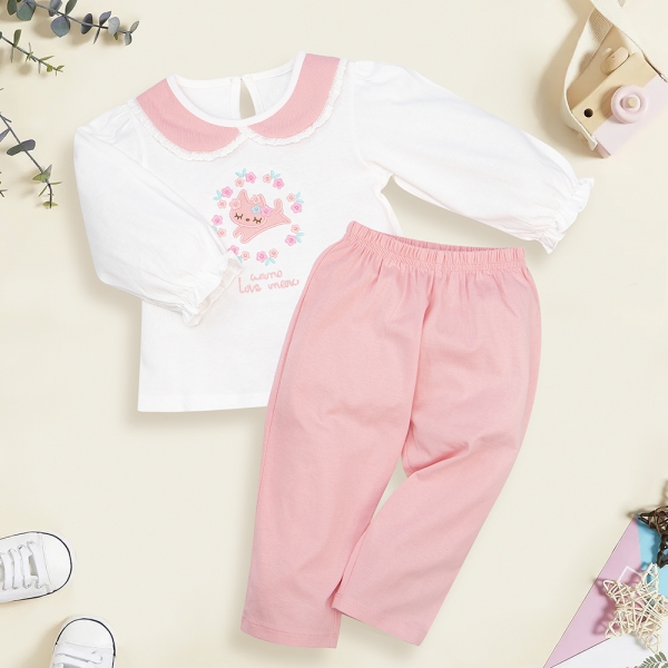 Bộ bé gái dài BST Mèo ngủ mơ Animo ST722035 (6M-6Y,Trắng)