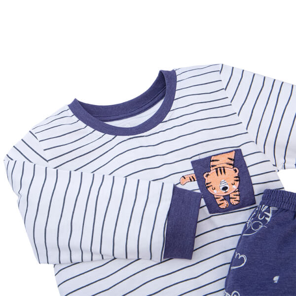 Bộ bé trai dài, BST Bé dần Animo HN722040 (6M-3Y,Sọc xanh)