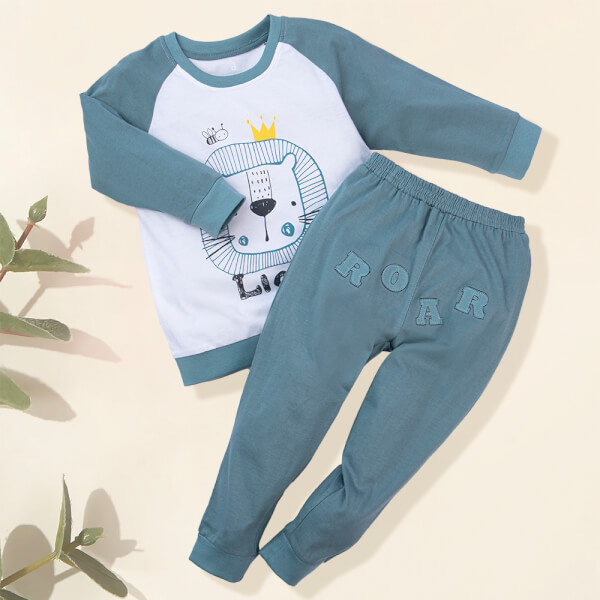 Bộ bé trai dài, BST Sư tử gầm gừ Animo HN722038 (6M-3Y,Xanh)