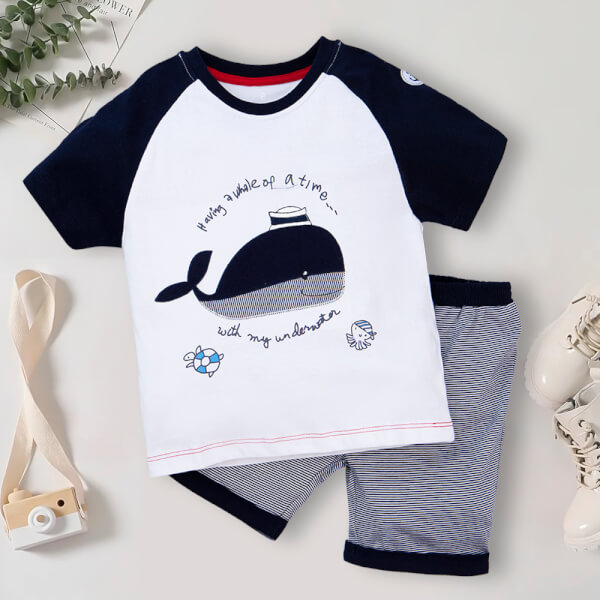 Bộ bé trai ngắn, bst Biển sâu dậy sóng Animo HN822068 (6M-6Y, Xanh đậm)