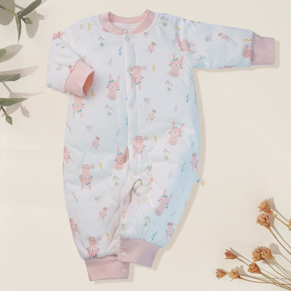 Bodysuit đông vải dày Thỏ hồng Animo MN922027 (0-12M,Trắng)