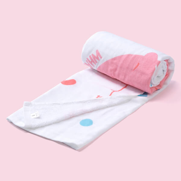 Khăn tắm trẻ em Cotton Animo BM9T (60x120cm,Trắng)