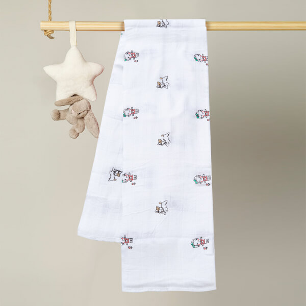 Combo 2 Khăn gạc sợi tre in hình Animo BM9X (90x90cm)