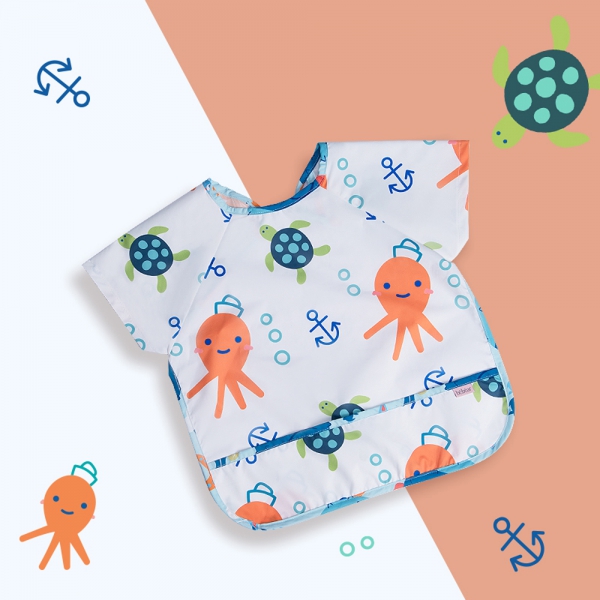 Áo ăn dặm chống thấm tay ngắn Bebear (Trắng, BD8646, size M)