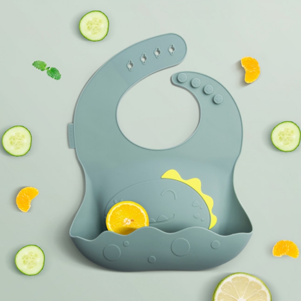 Yếm ăn dặm silicone Bebear (Xanh, BWF108)